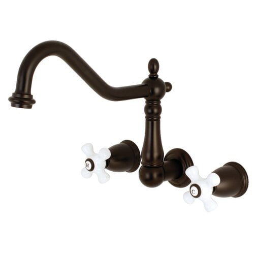 Kingston Brass Heritage Double Handle Wall Mounted Roman Tub Faucet Walmart Com Walmart Com