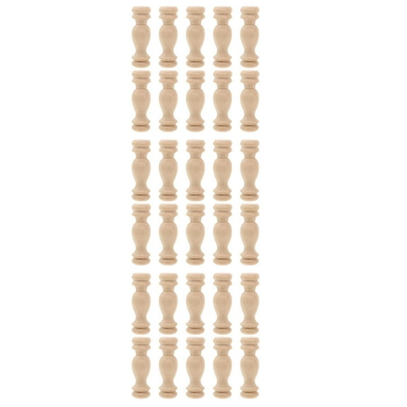 30Pcs 2.4 Inch Wooden Railing Spindles Unfinished Decorative Wood Craft Spokes for DIY Crafts Furniture Woodworking Decorating