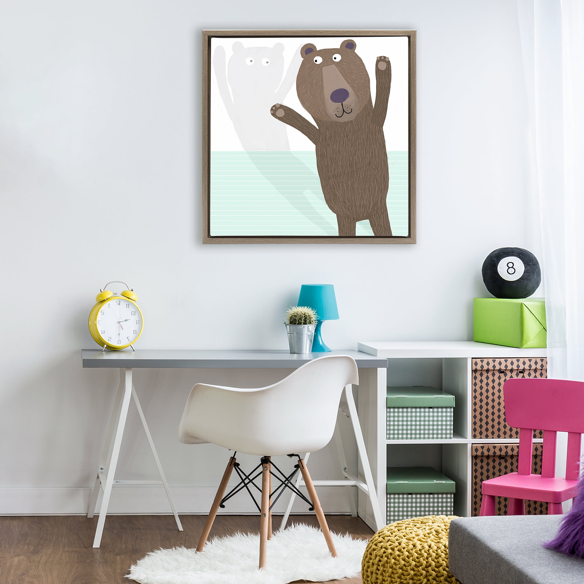 Stupell Industries Whimsical Bear Shadow Brown Framed Floater Canvas Wall Art, design by Carla Daly