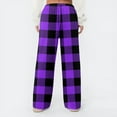 thumbnail image 4 of Hearthz Plaid Flannel Pj Bottoms Women Fuzzy Winter Warm Thermal Pajama Bottoms Women Wide Leg Drawstring Sleep Pants, 4 of 4