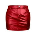 thumbnail image 4 of KHONTS Metallic Shiny Skirts 20s Low Waist Sparkly Rave Bodycon Mini Cargo Skirts with Pockets Red XL, 4 of 4