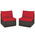 thumbnail image 2 of Gymax 2PCS Patio Wicker Rattan Sectional Armless Chair Sofa w/ Red Cushion, 2 of 10