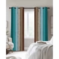 thumbnail image 3 of Aqua Teal Blackout Curtains, Light Blocking Print Window Curtains, Farmhouse Wood Grain Vintage Brown Striped Thermal Insulated Window Drapes for Living Room Kitchen Cafe 2 Panels, 55"W x 39"L, 3 of 9