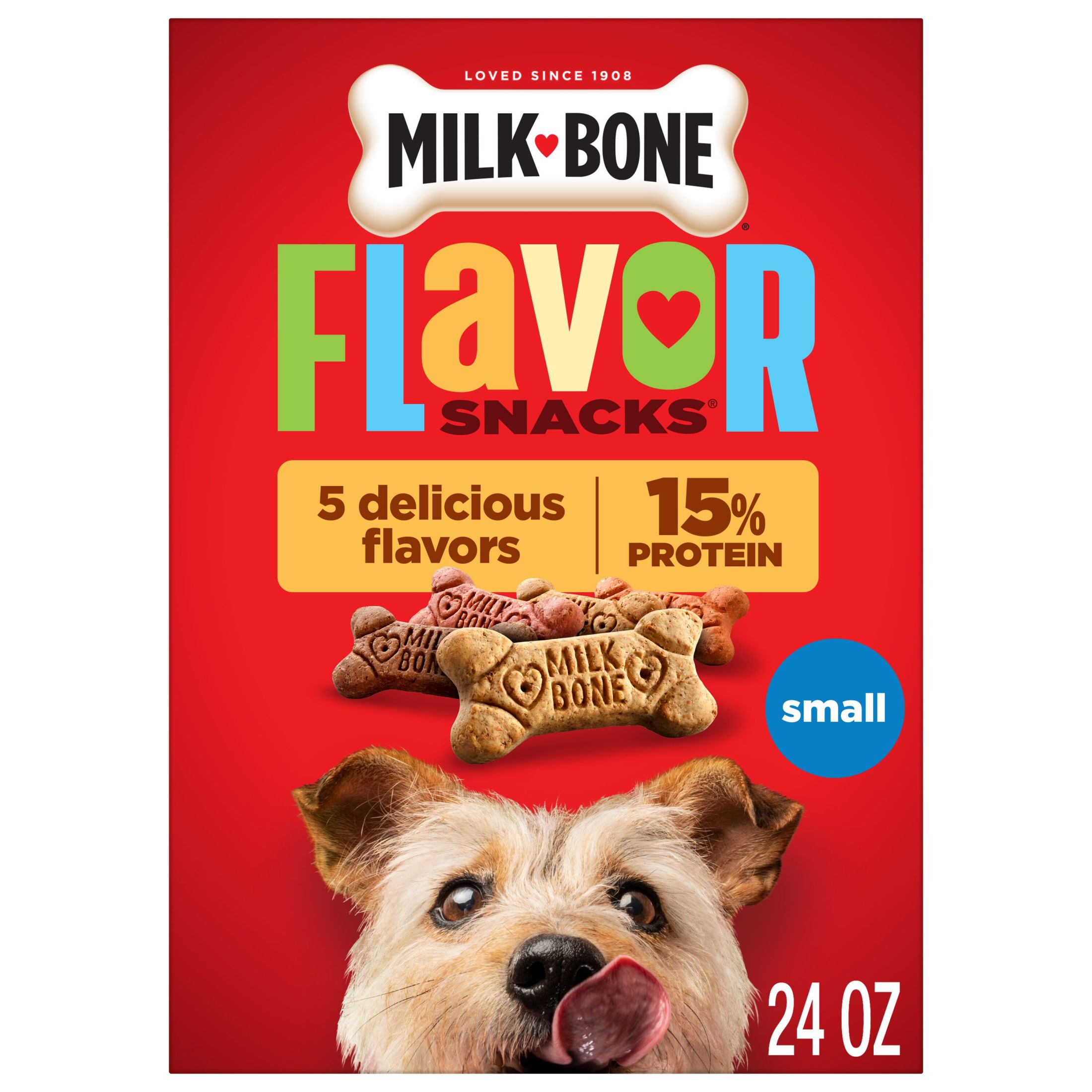 Milk Bone Flavor Snacks Small Dog Biscuits, Flavored Crunchy Dog Treats, 24 oz Box