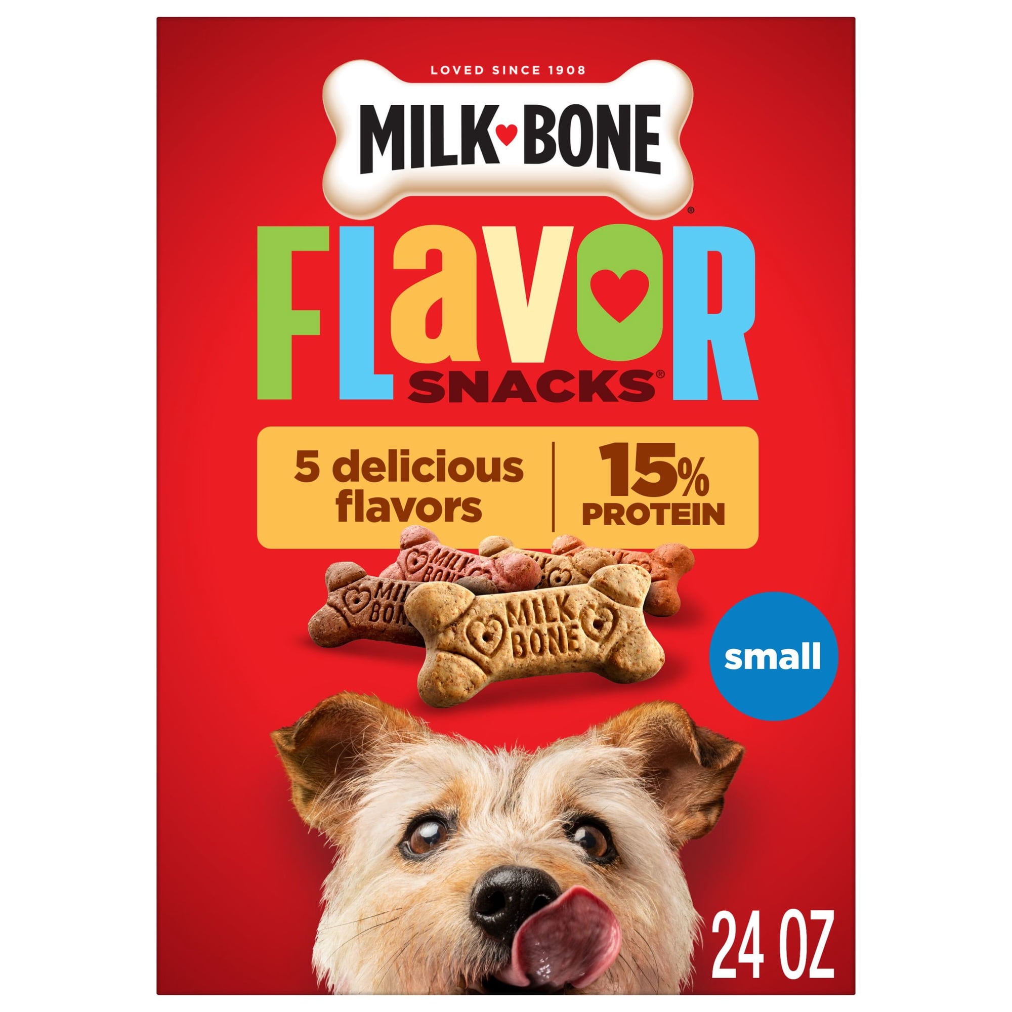 Milk Bone Flavor Snacks Small Dog Biscuits, Flavored Crunchy Dog Treats, 24 oz Box