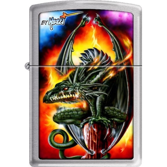 Mazzi - Dragon Brushed Chrome Zippo Lighter