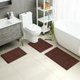 thumbnail image 5 of Bathroom Rugs Sets 3 Piece Chenille Bath Rug Non-Slip Bath Mats with Soft Plush PVC Backing Water Absorbent Carpet 1'' Quick Dry Microfiber Toilet Mat, Coffee, 5 of 7