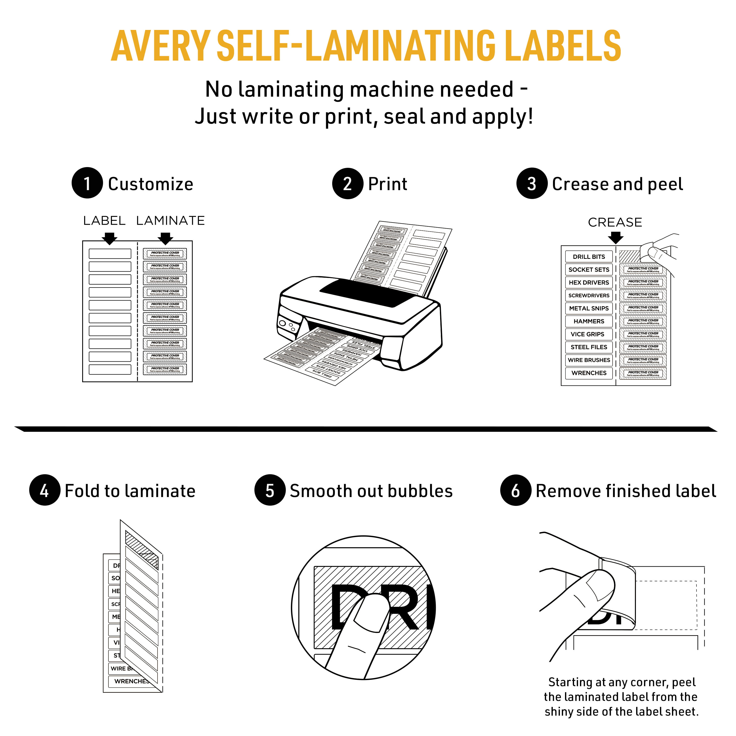 eetpatroon Redding excuus Avery Easy Align Self-Laminating ID Labels, Permanent Adhesive, 1-1/32" x  3-1/2", 250 Labels (00757) - Walmart.com