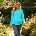 thumbnail image 5 of SBYOJLPB Maternity Tops for Women Solid Color Long Sleeve Round Neck Leisure Pregnancy Clothes Top, 5 of 9