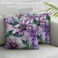 thumbnail image 3 of Shiartex Flowers Green Leaves Purple Pillow Covers for Couch Sofa Indoor Outdoor Pillow Case 1PC 12x12in, 3 of 5