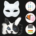 thumbnail image 4 of Tnobhg Cat Masque DIY Set White Paper Cat Masque with Eye Mesh Faux Fur Unfinished Cat Masque for Kids Adults DIY Painting, 4 of 8