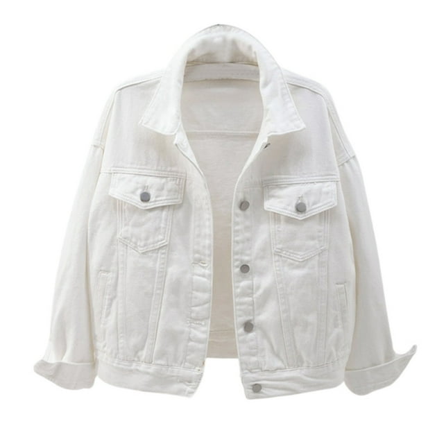 Women's Denim Jackets Fashion Casual Colorful Solid Large Pocket Button Coat Short Style for Modern Ladies