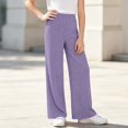 thumbnail image 5 of YUANxueke Girls Ribbed Knit Pants Casual Soft Comfy Elastic Waist Wide Leg Pants with Pockets for 5-15 Years, 5 of 8