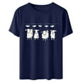 thumbnail image 2 of GaThRRgYP Womens Tops Short Sleeve Casual,Womens Plus Size Clearance $5,Halloween Day Shirts Womens Printed T-Shirt Short Sleeve Graphic Tees Navy L, 2 of 3