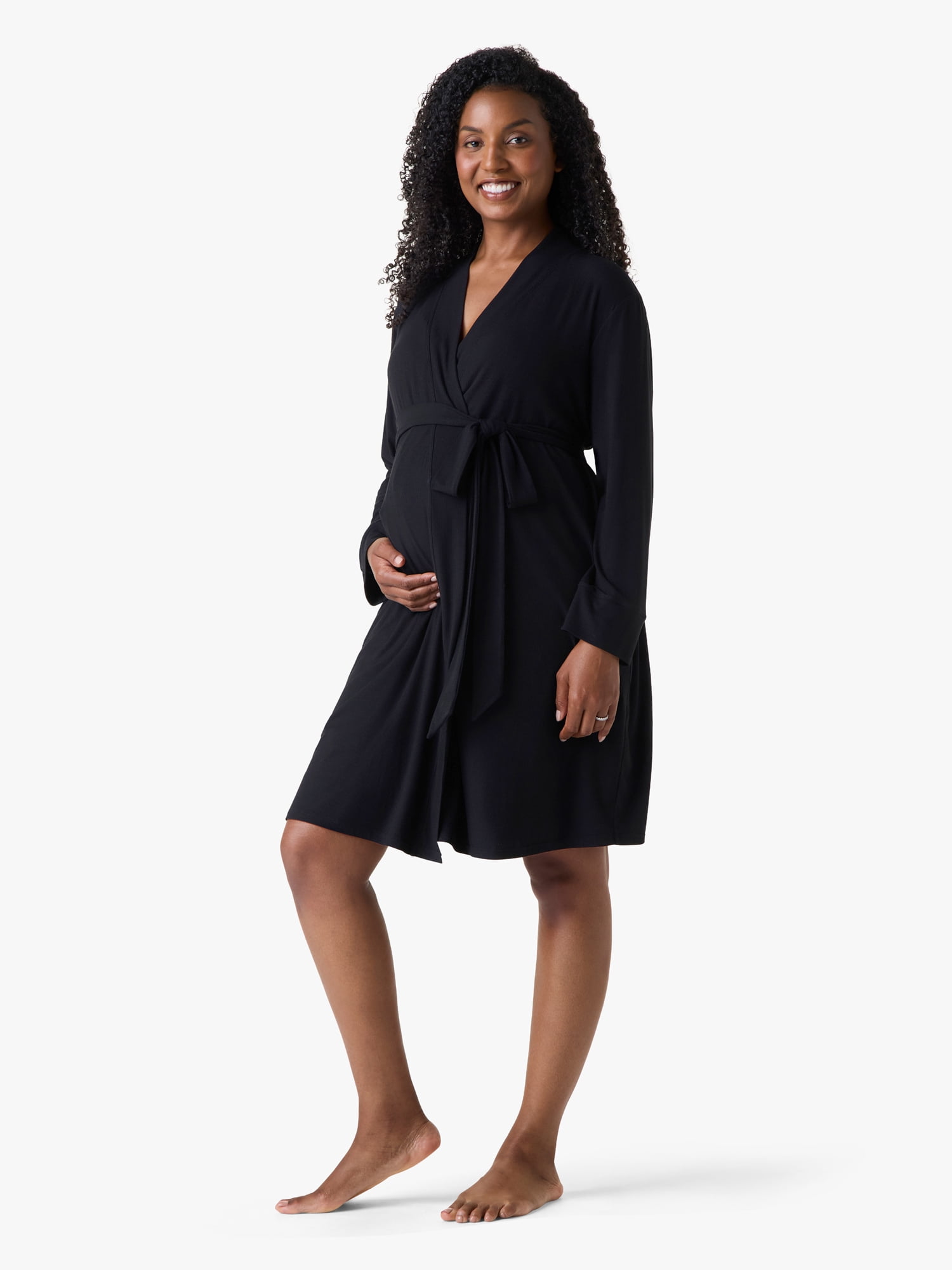 Ingrid & Isabel For Every Belly Women's Maternity Ribbed Robe, Sizes S-XXXL