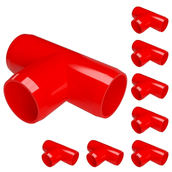 FORMUFIT PVC Fitting, Standard Tee , Furniture Grade, 3/4" Size, Red, 8-Pack (F034TEE-RD-8)