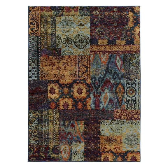 Oriental Weavers Andorra Area Rug - 7137A - 2'3" x 8' - in Gold/ Blue - Vintage Inspired, Stain Resistant, Family and Pet Friendly , Entryway, Hallway Runner Rug