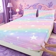 thumbnail image 4 of meiyoeat Colorful Gradient Bed Sheets,Cute Rainbow Stars Print Full Size Sheets For Girl,4-Piece,1 Flat Sheet,1 Fitted Sheet and 2 Pillowcases, 4 of 6