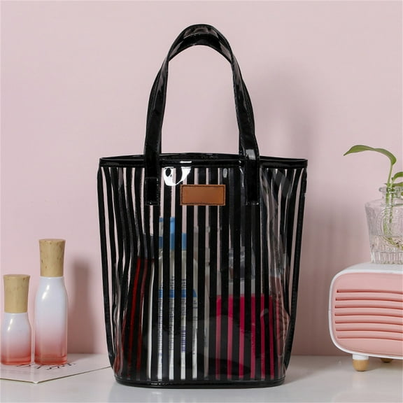 Clear Cosmetic Bag Travel Toiletry Organizer with Handle for Women Beach Makeup Carry Pouch Washable Tote Wallet Packing