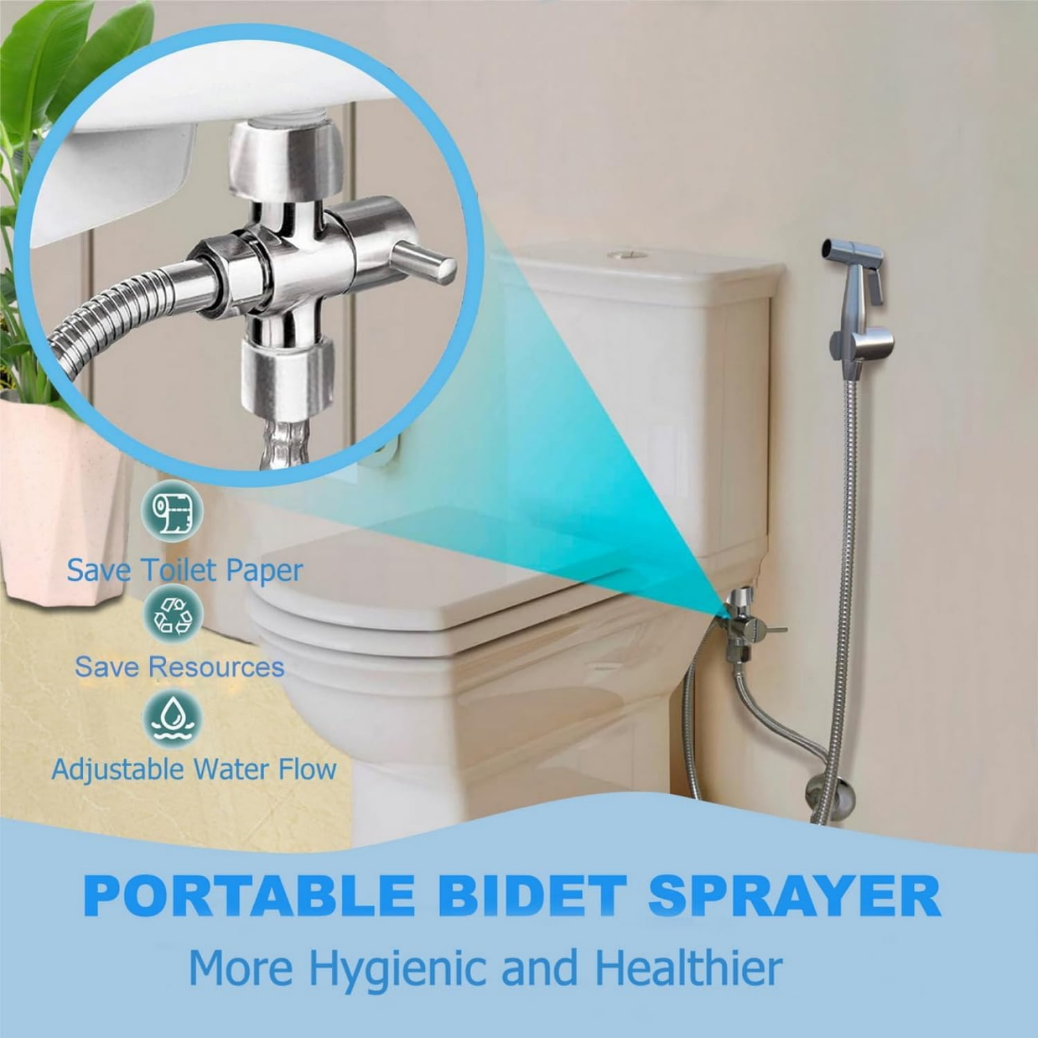 Handheld Bidet Sprayer for Toilet,Stainless Steel Handheld Sprayer Kit,Upgraded Jet Sprayer for Toilet w/Leakproof Hose, High Pressure Bathroom Bidet Sprayer Set Muslim Shower