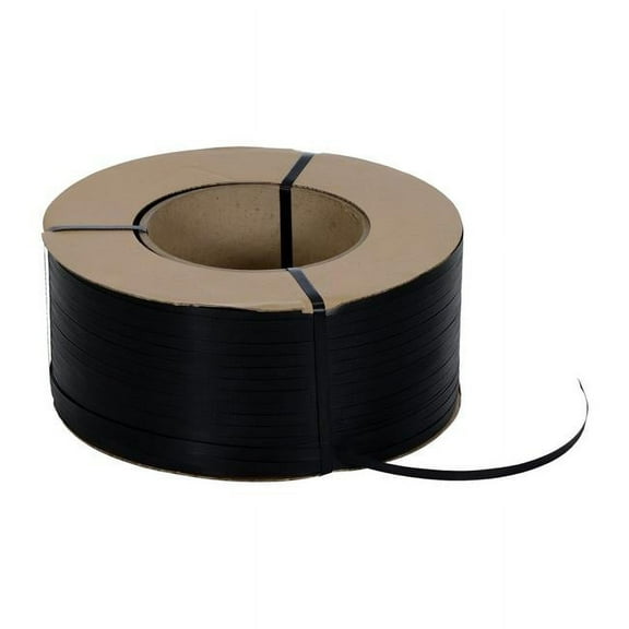 Vestil Manufacturing ST-38-9X8-B 9 x 8 in. Black Polypropylene Strapping - 12900 ft. per Roll