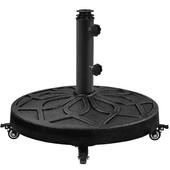 Renwick Outdoor 20" Patio Market Umbrella Base Stand with Wheels, Black