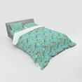 thumbnail image 3 of Ambesonne Forest Bedding Set 3 Pcs, Bird Sika Deer Japanese Art, Twin, Seafoam and Umber, 3 of 3