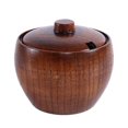 thumbnail image 1 of Solid Wood Spice Jar Sugar Bowl Salt Pepper Seasoning Box Japanese Style with and Lid Kitchen Tool, 1 of 7