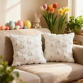 thumbnail image 4 of 1/2PCS Easter Embroidered Spring Pillow Cover Easter Rabbits Egg Pillow Cases,for Indoor Home Living Room Sofa Couch Holiday Farmhouse Valentines Home Holiday, 4 of 7
