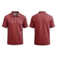 thumbnail image 2 of Men's Polo Shirts Short Sleeve Solid Pique Knit Slim Fit Collared Golf Shirts Men's Casual Shirts Business Casual Shirts Red M, 2 of 6