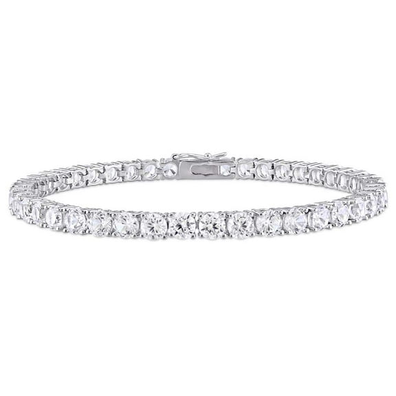 AMOUR 14 1/4 CT TGW Created White Sapphire Bracelet In Sterling Silver