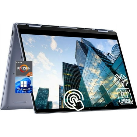 Dell Inspiron 2-in-1 Laptop, 14" FHD+ Touchscreen, AMD Ryzen 5 7530U(>i7-11600H), 8GB RAM, 1TB SSD, AMD Radeon Graphics, Backlit Keyboard, Wi-Fi 6, Fingerprint Reader, Windows 11 Pro, Cefesfy USB Hub
