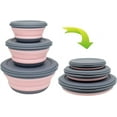thumbnail image 1 of 3 Pcs Bol Pliable en Silicone de Qualité Alimentaire avec Couvercle, Récipient de Stockage Alimentaire Portable et Extensible, Bol de Camping Bol à Salade (Rose), 1 of 6