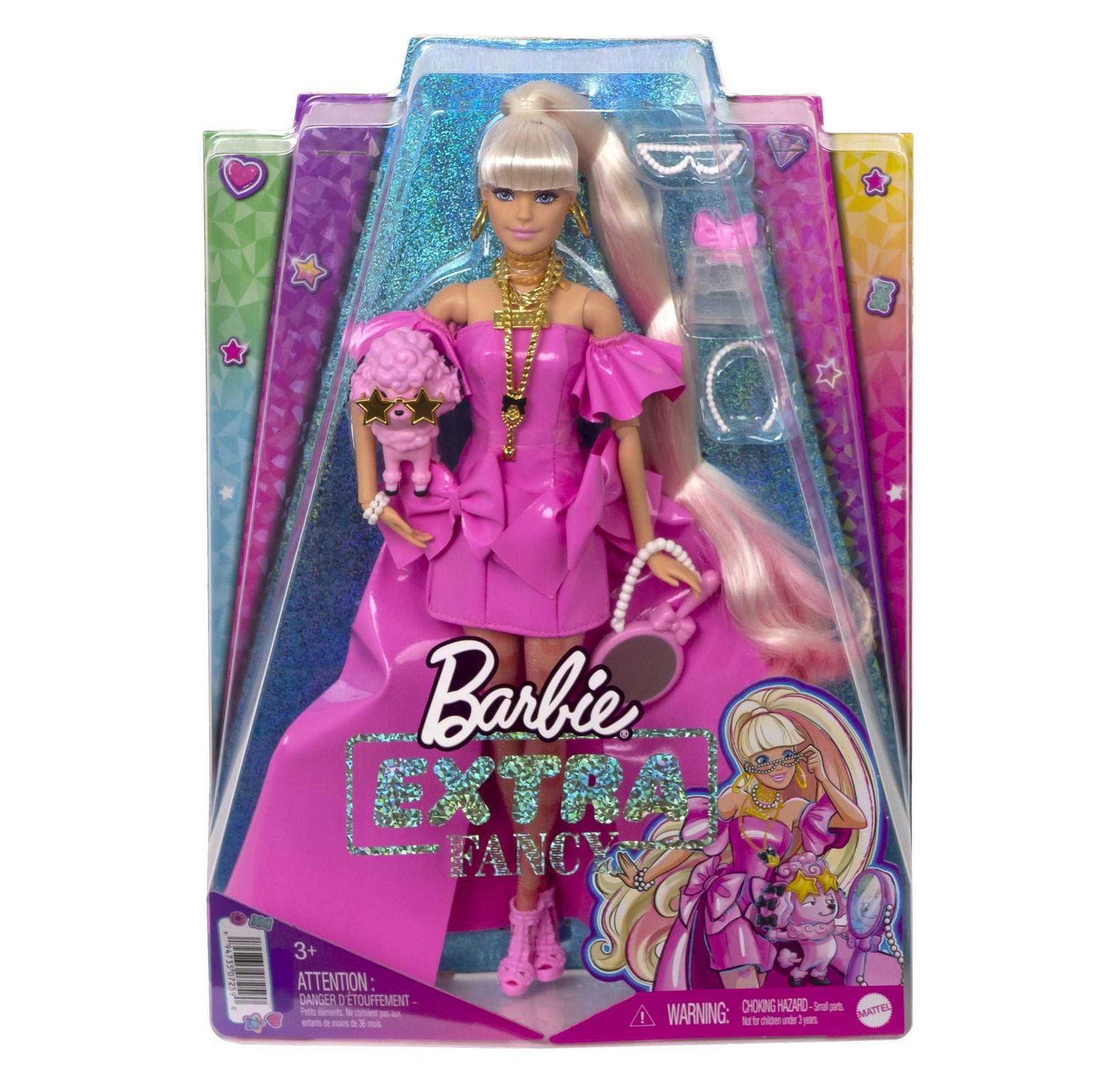 Barbie Extra Fancy Doll in Pink Gown with Pet, Toy for 3 Year Olds & Up