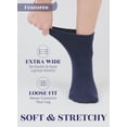 thumbnail image 4 of Hugh Ugoli Women's Cotton Diabetic Ankle Socks, Wide, Thin, Loose Fit and Stretchy, Seamless Toe & Non Binding Top, 4 Pairs, N. Blue, Shoe Size: 10-12, 4 of 7