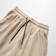 thumbnail image 3 of Icvfdpl Mens Casual Shorts Solid Color Elastic Rope Beach Youth Sports Knee Length Straight Leg Leisure Short Pants Lightweight Man Daily Wear Beige M, 3 of 6