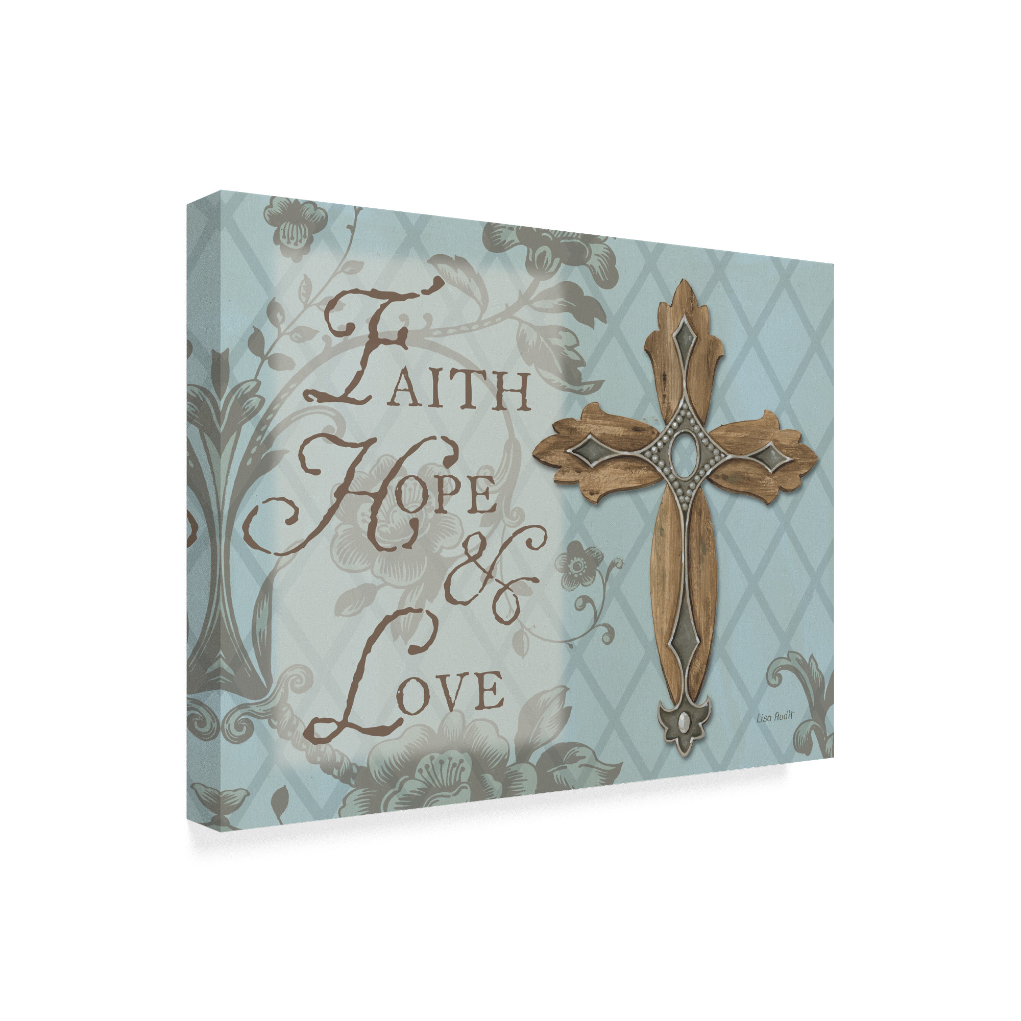 Trademark Fine Art 'Faith Hope Love Cross' Canvas Art by Lisa Audit