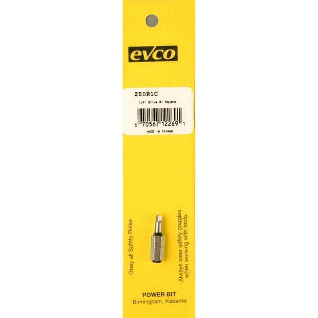 AP Screw Bit 009-250R1C 1 Point Size/1/4 Inch x 1 Inch Bit Size; Square Recess Power Bit; Carded
