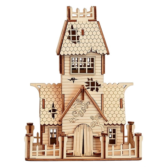 3D Wooden Halloween House Puzzle Kit, DIY Build Model for Adults, Spooky Holiday Décor