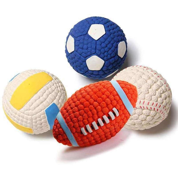 juego de 4 piezas de juguete interactivo para perros, pelota de juguete chirriante para perros de látex, pelota hinchable suave para perros para mascotas medianas y pequeñas que mastican y buscan