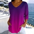 thumbnail image 2 of Tqcoqu Women's V Neck Tunic Tops,3/4 Sleeve Gradient Print Casual Loose Daily Wear Tops,Purple Women's S-XXL, 2 of 6