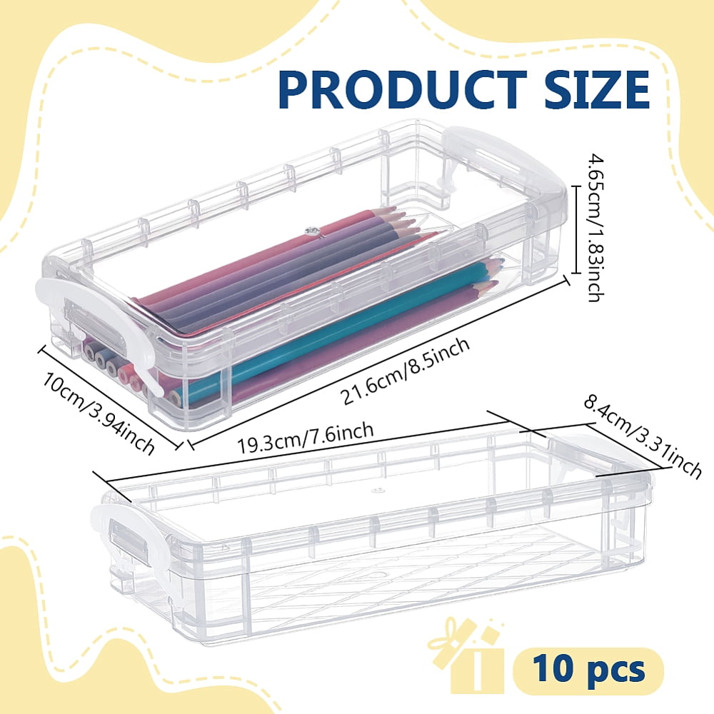 Rectangle Plastic Pencil Case Desktop Stationery Organizer White 216x100x46.5mm Inner Diameter: 193x84mm