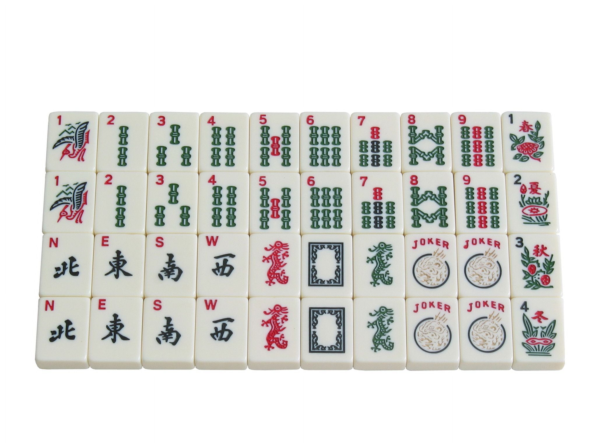 White Swan American Mahjong Set in Wheeled Black Case - Ivory Tiles - Modern Pushers