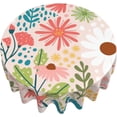 thumbnail image 6 of Daisy Tablecloth Round Table Cloths 60 Inch Wrinkle Resistant Picnic Table Covers Washable Polyester for Holiday Kitchen Party Picnic -Flower, 6 of 6