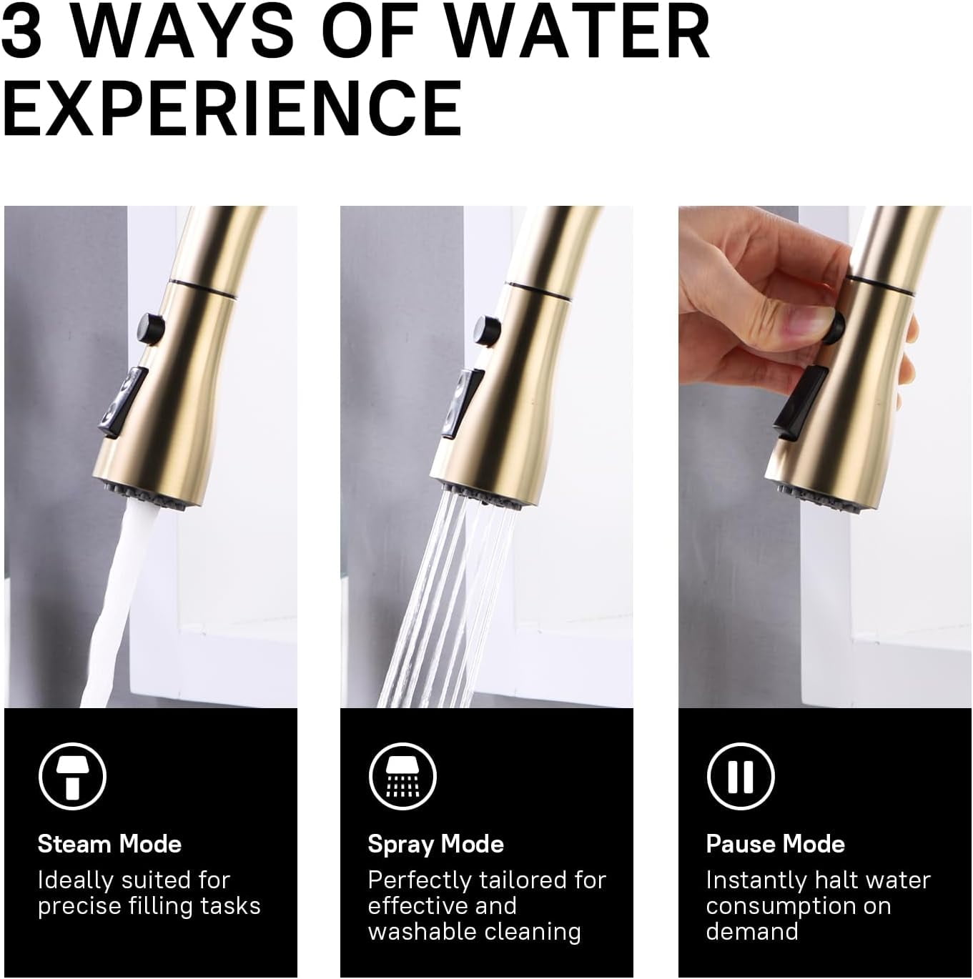 Zovajonia Brushed Gold Kitchen Faucet with Pull Down Sprayer, High Arc Single Handle Stainless Steel Kitchen Sink Faucet with Deck Plate