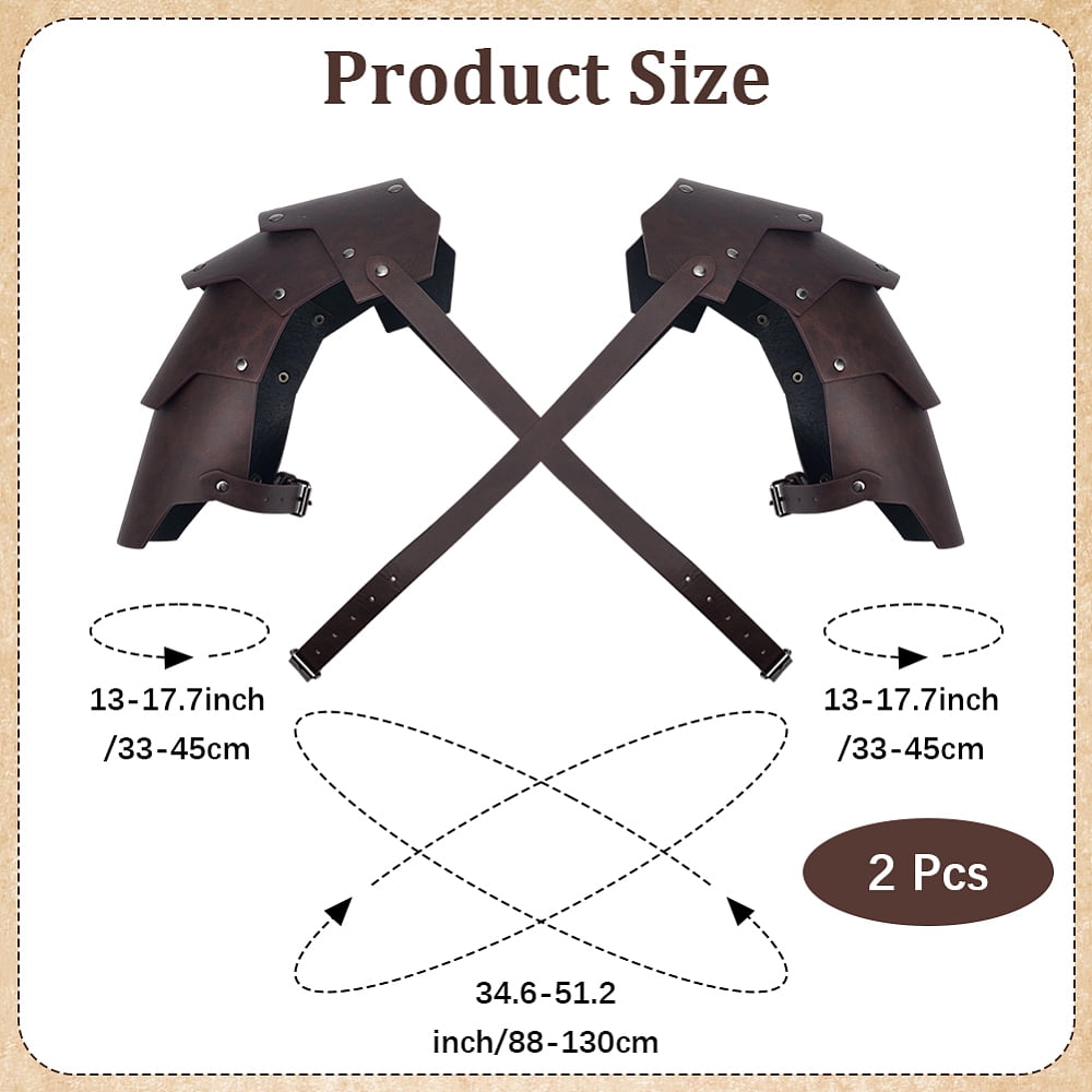 1Pc Medieval PU Leather Double Shoulder Armor Retro Cosplay Props with Alloy Findings Coconut Brown 300x280x5.5mm DIY
