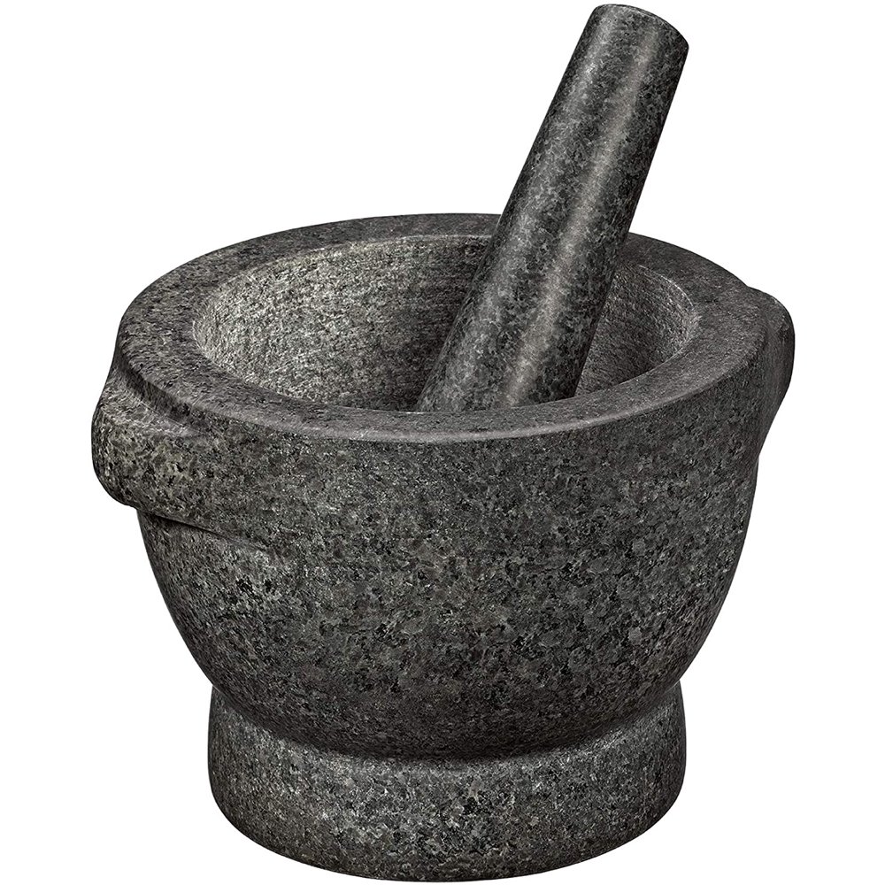 Cilio Granite Mortar and Pestle Set 5" Tall, Large Unpolished Granite