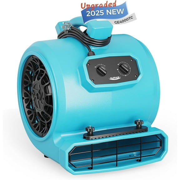 ALORAIR 4000 CFM Air Mover Blower Fan for Industrial, Floor Drying Fan, Carpet Dryer - Timer, Carpet Buckles, Stackable, 20 ft Power Cord, for Water Damage Restoration and Plumbing - GE4000TC