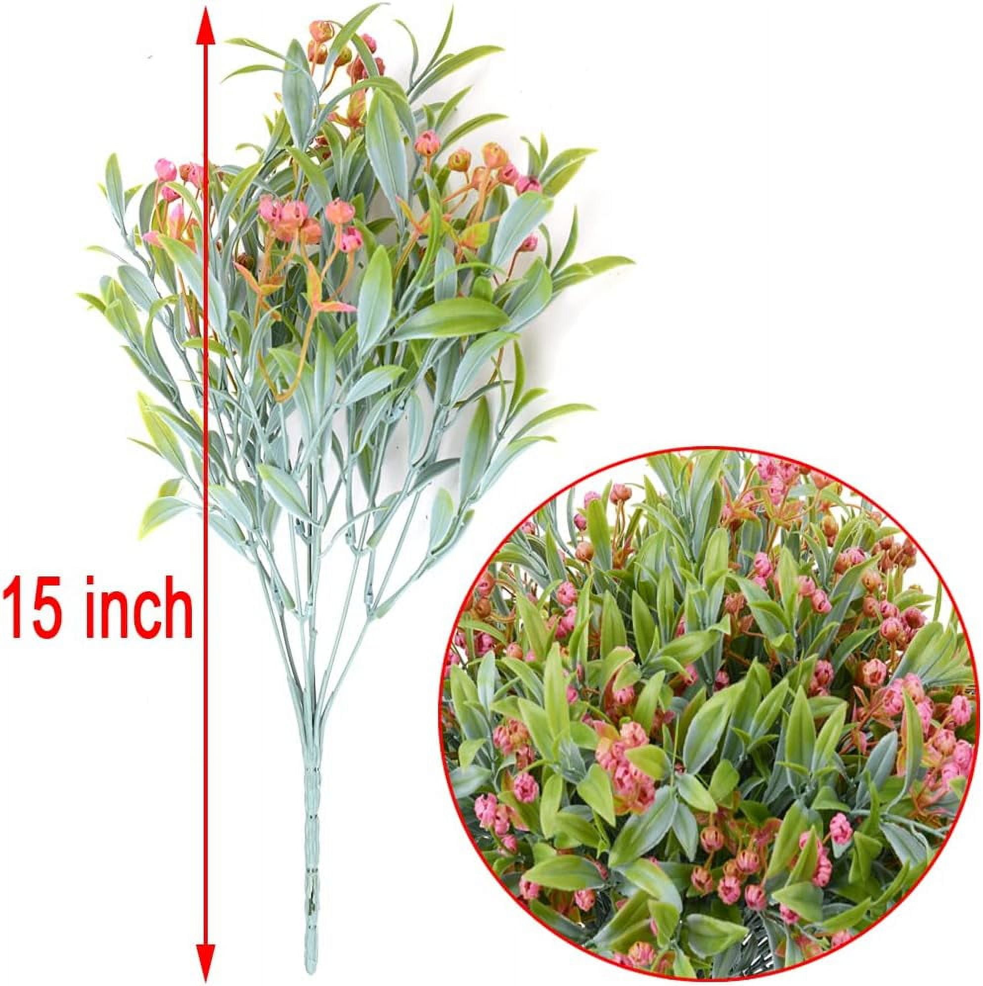 8pcs Artificial Flowers for Outdoor Plastic Flower Plants Fake Flowers UV Resistant Faux Flowers (Red)