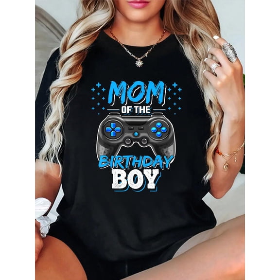 Mom of The Birthday Boy Matching Video Gamer Birthday Party T-Shirt Small